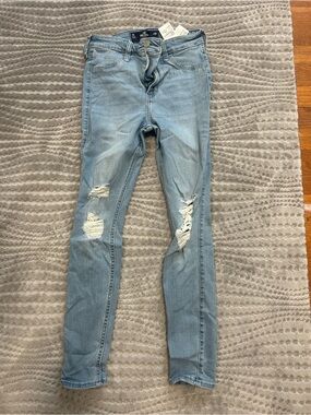 Hollister Faded Light Blue Distressed Skinny Jeans
